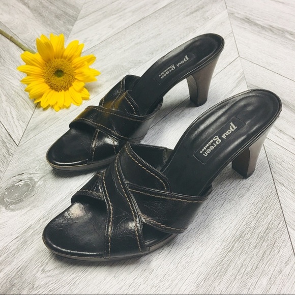 Paul Green Munchen | Dark Brown Wooden Sandal Mule - Picture 1 of 8